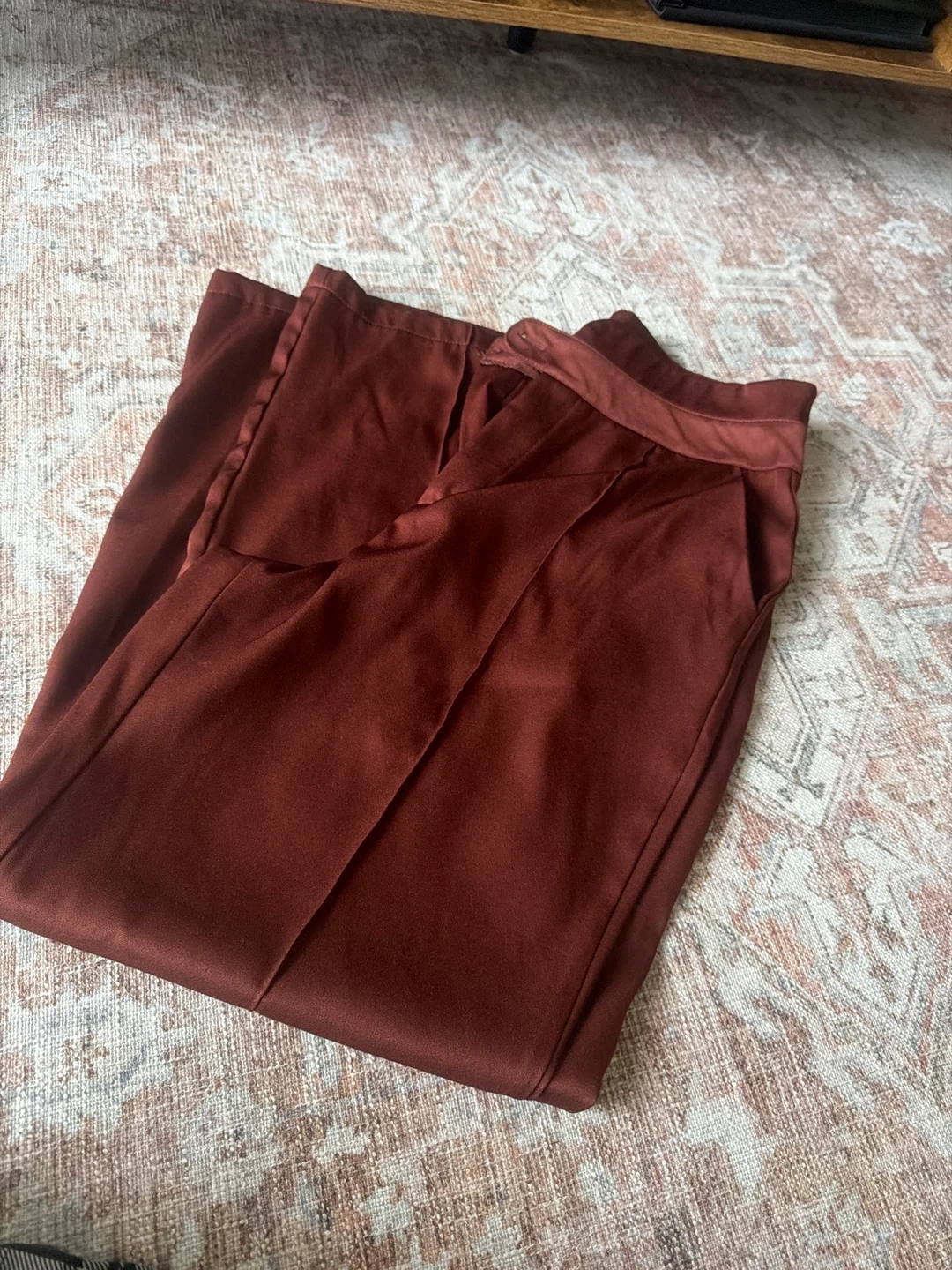 Satin Wide-Leg Pants - Copper