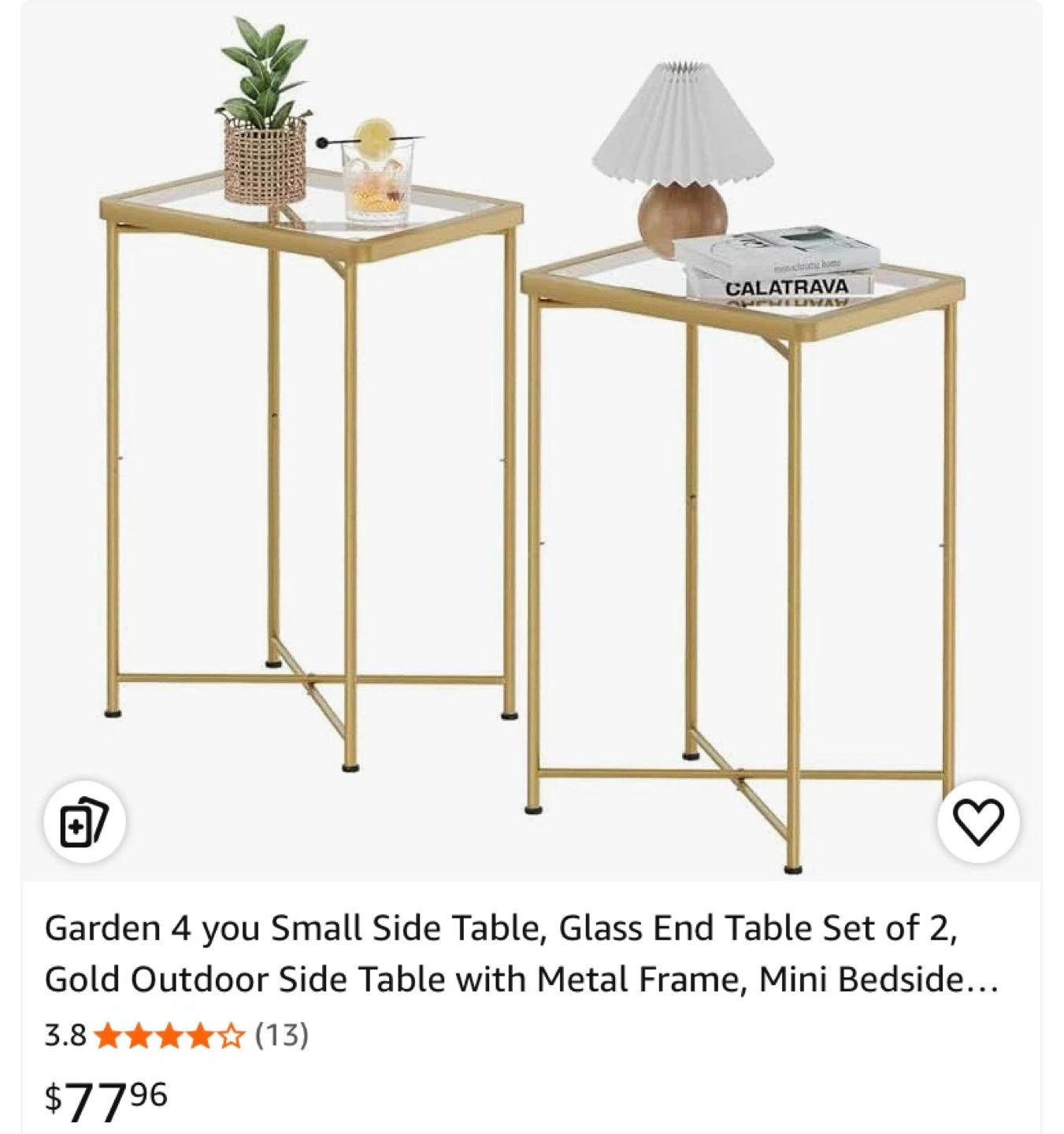 New Set of 2 Side Tables Gold