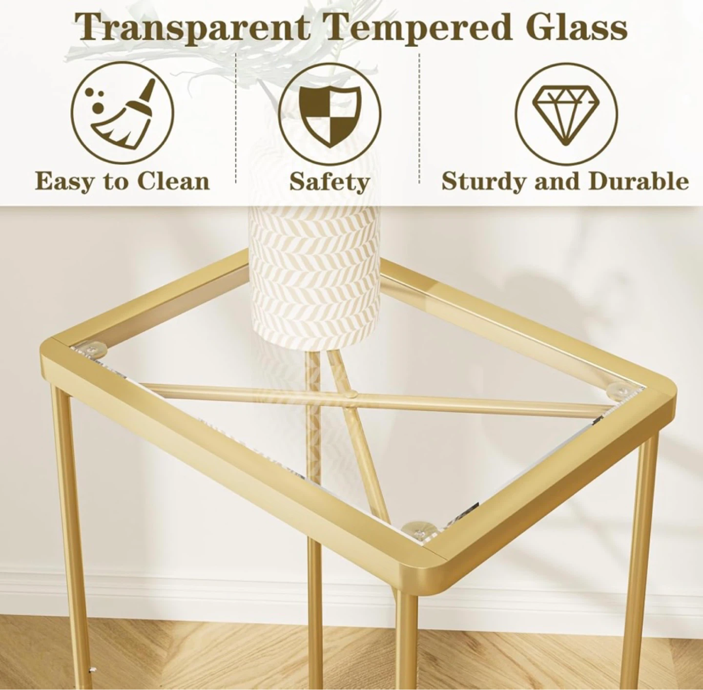 New Set of 2 Side Tables Gold - photo 5