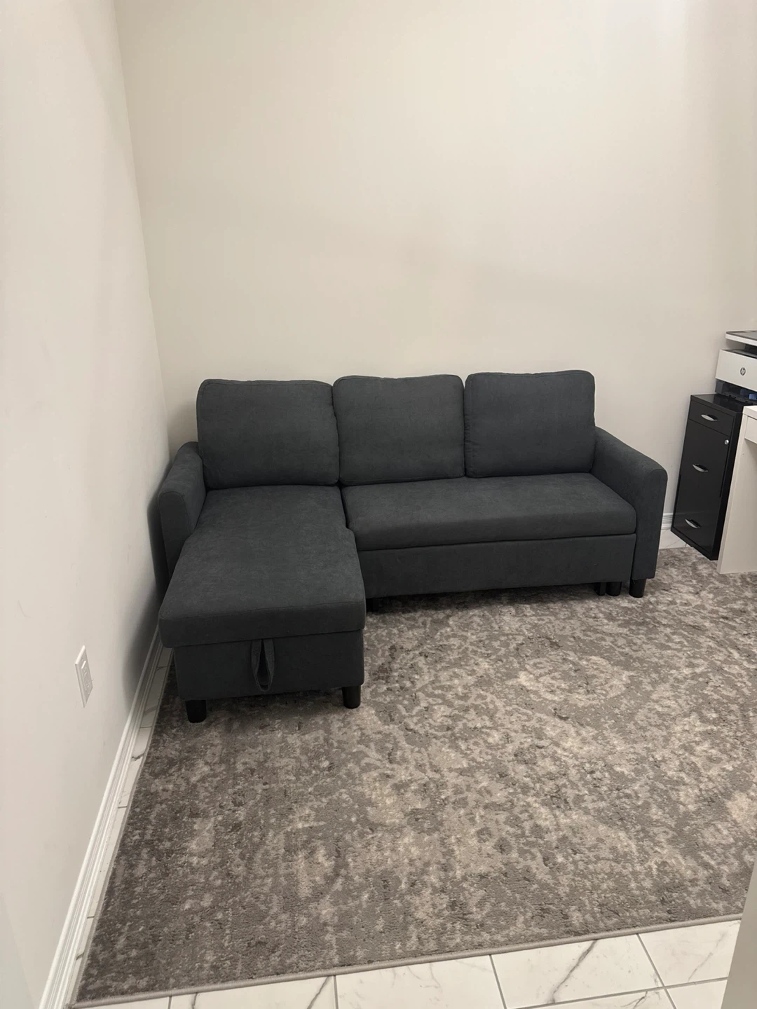 Dark Grey Sectional Sofa with Storage Chaise