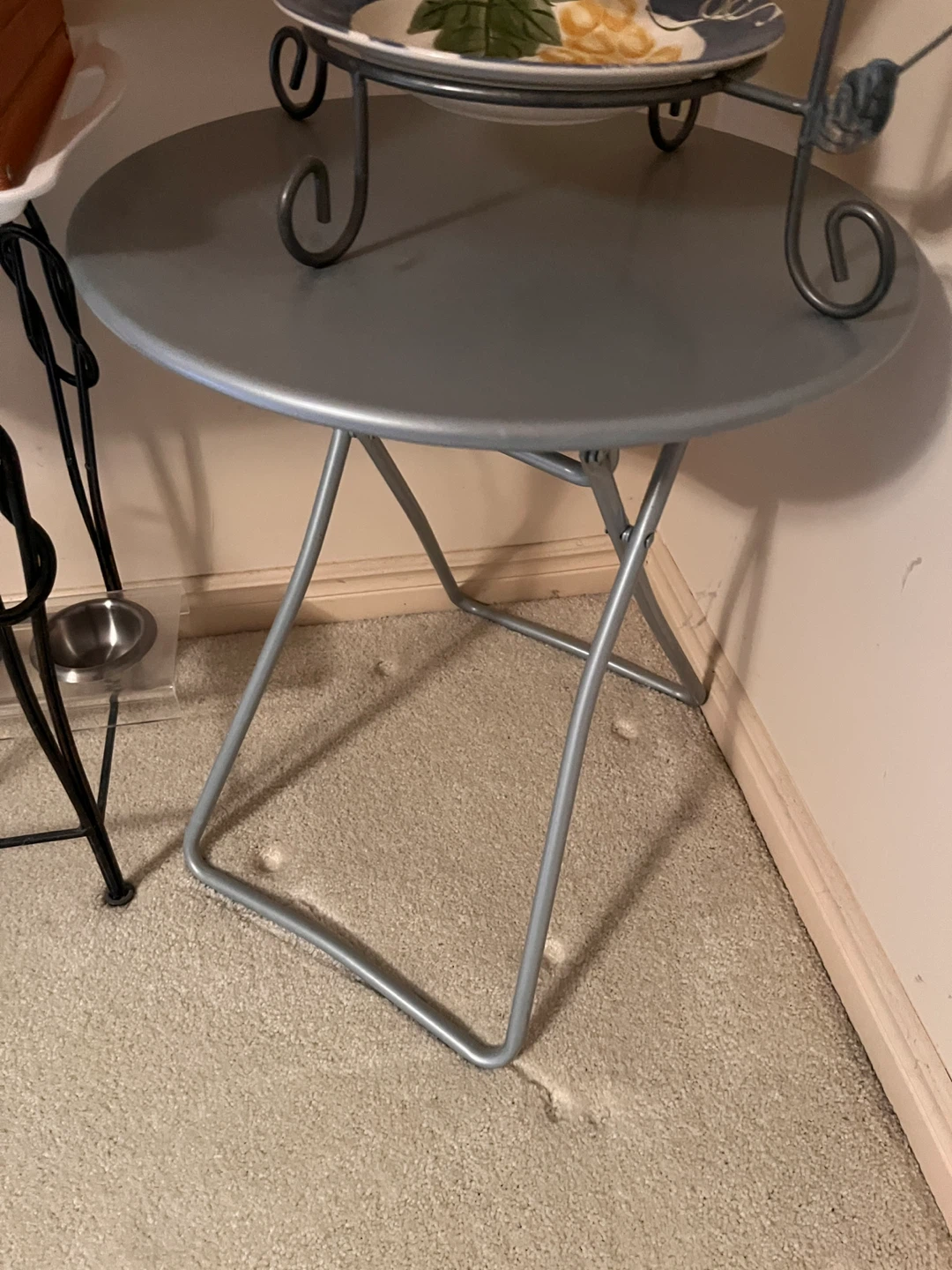 Grey Metal Folding Side Table