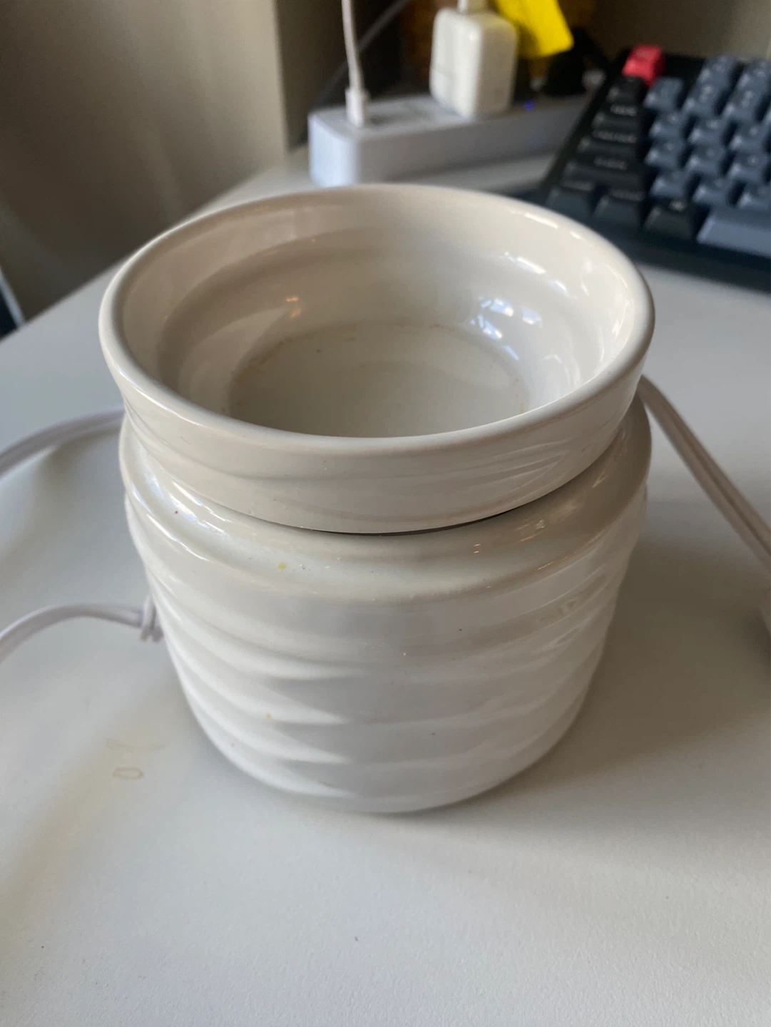 White Ceramic Wax Warmer with Cord
