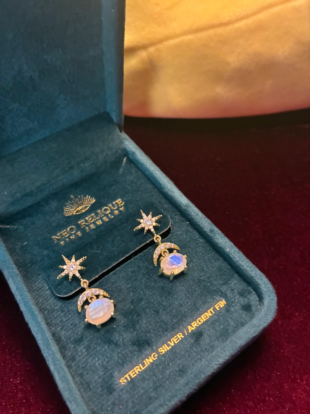 Gold Plated Sterling Silver Celestial Drop Earrings - photo 2