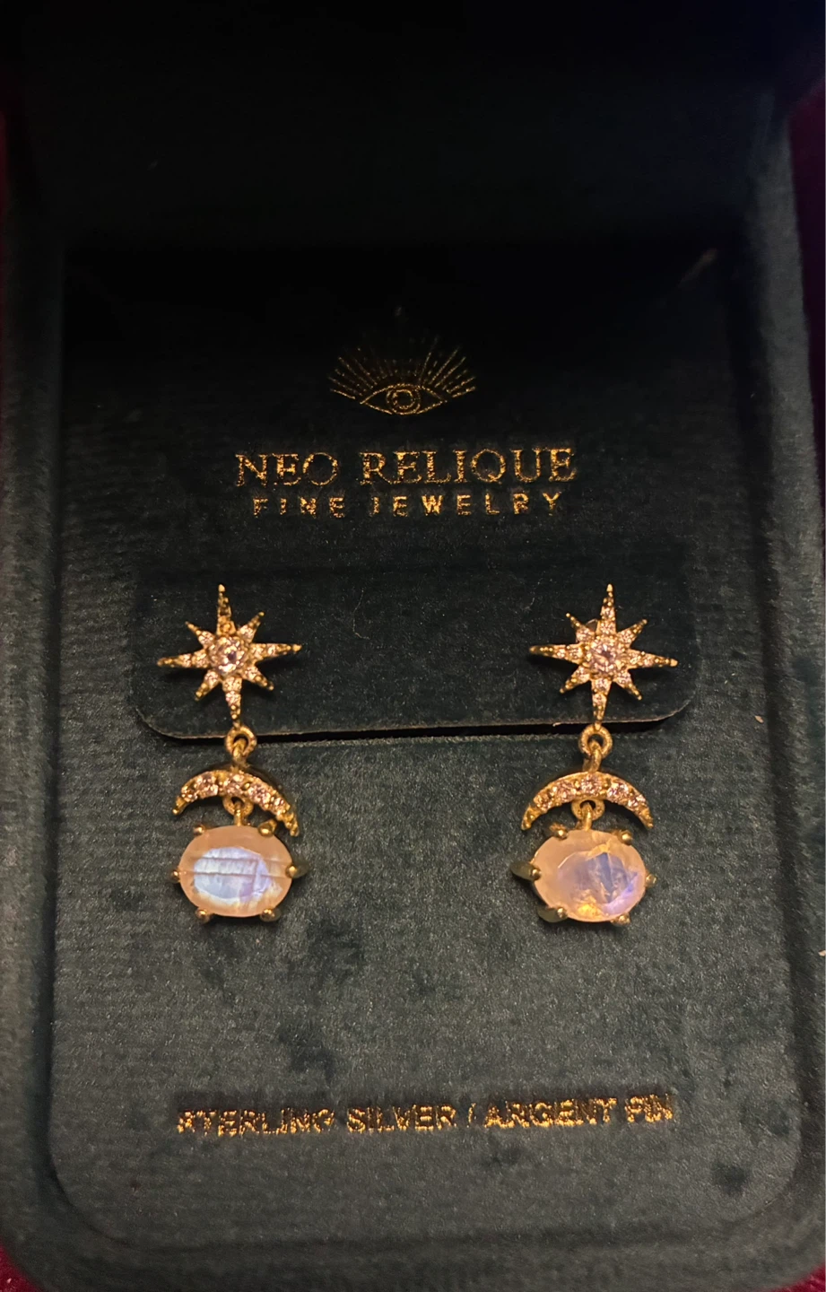 Gold Plated Sterling Silver Celestial Drop Earrings