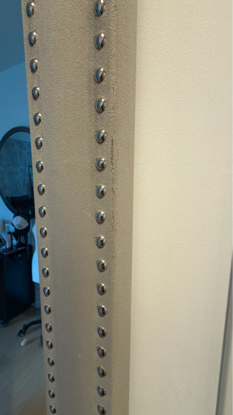 Tall Upholstered Floor Mirror with Silver Stud Detail - photo 4