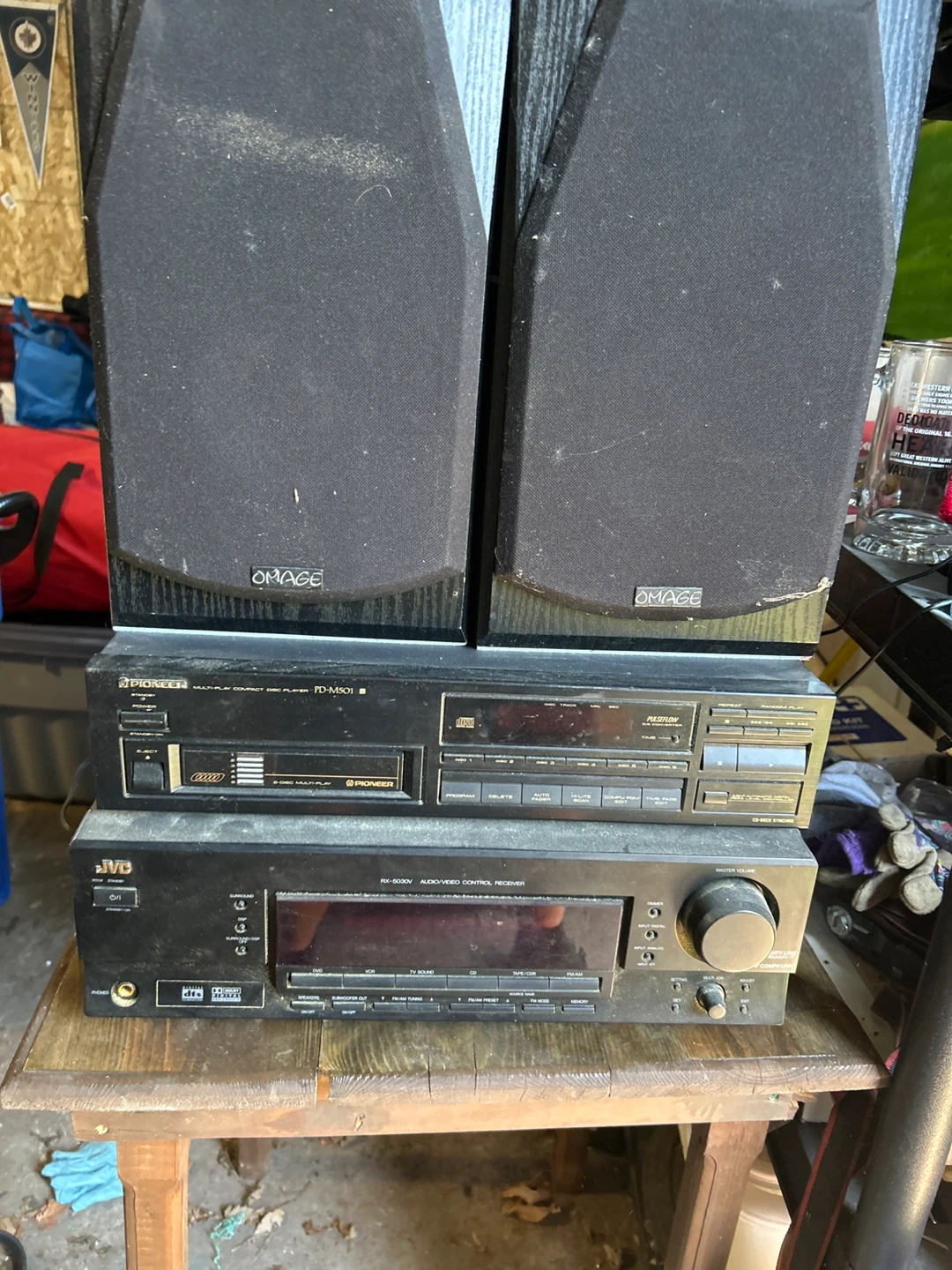 JVC receiver with Pioneer 6-Disc and speakers