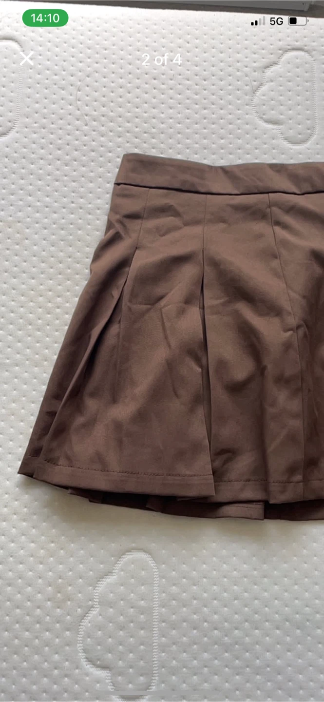 Dazy Pleated Mini Skirt - Brown, Size S - photo 2
