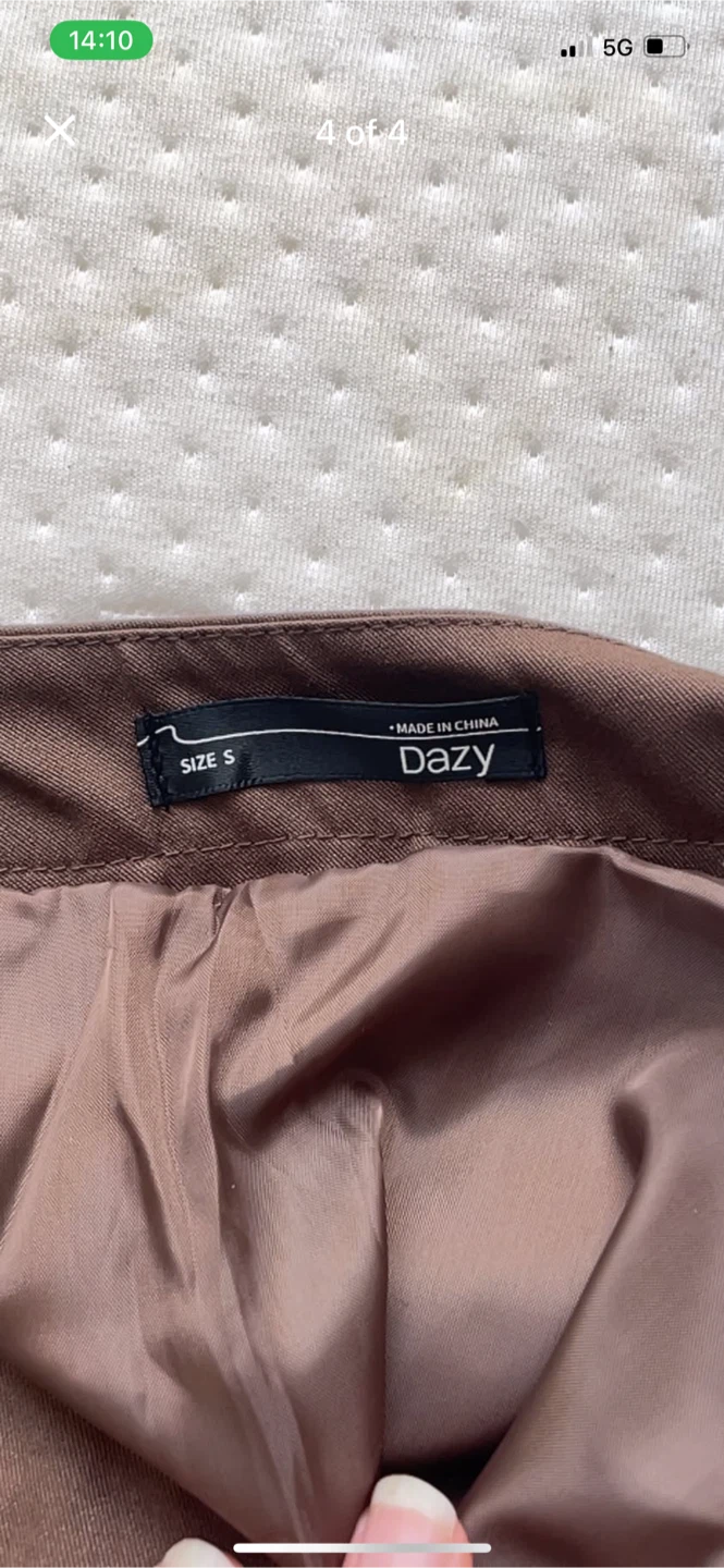 Dazy Pleated Mini Skirt - Brown, Size S - photo 4