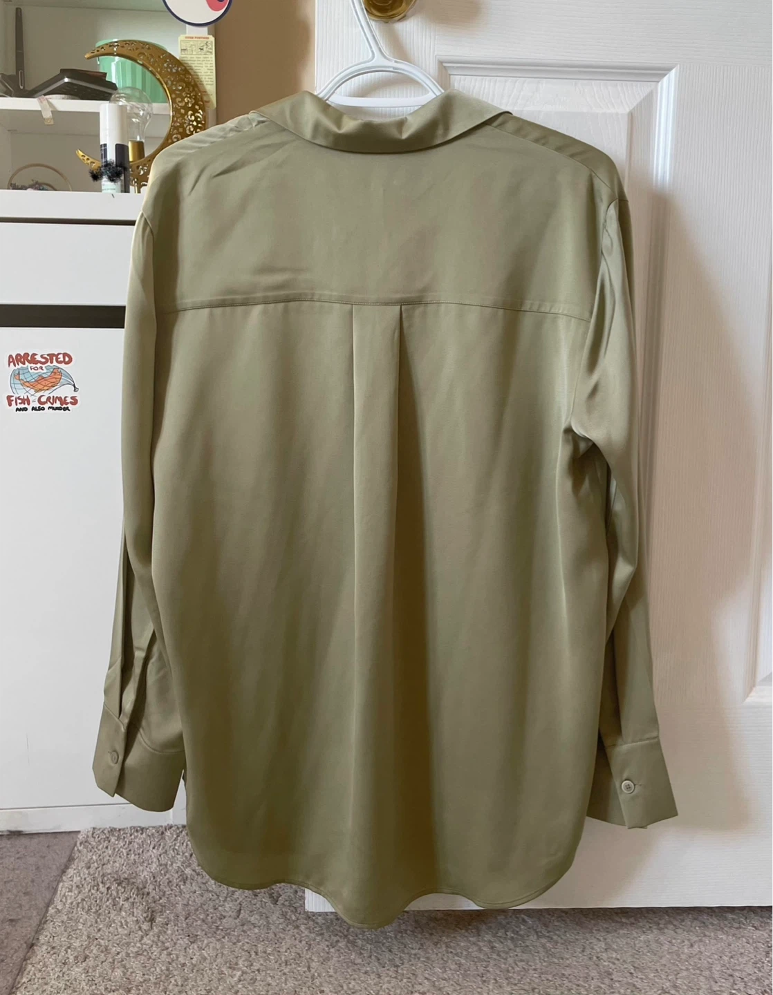 (NWOT) UNIQLO Olive Satin Blouse - photo 2