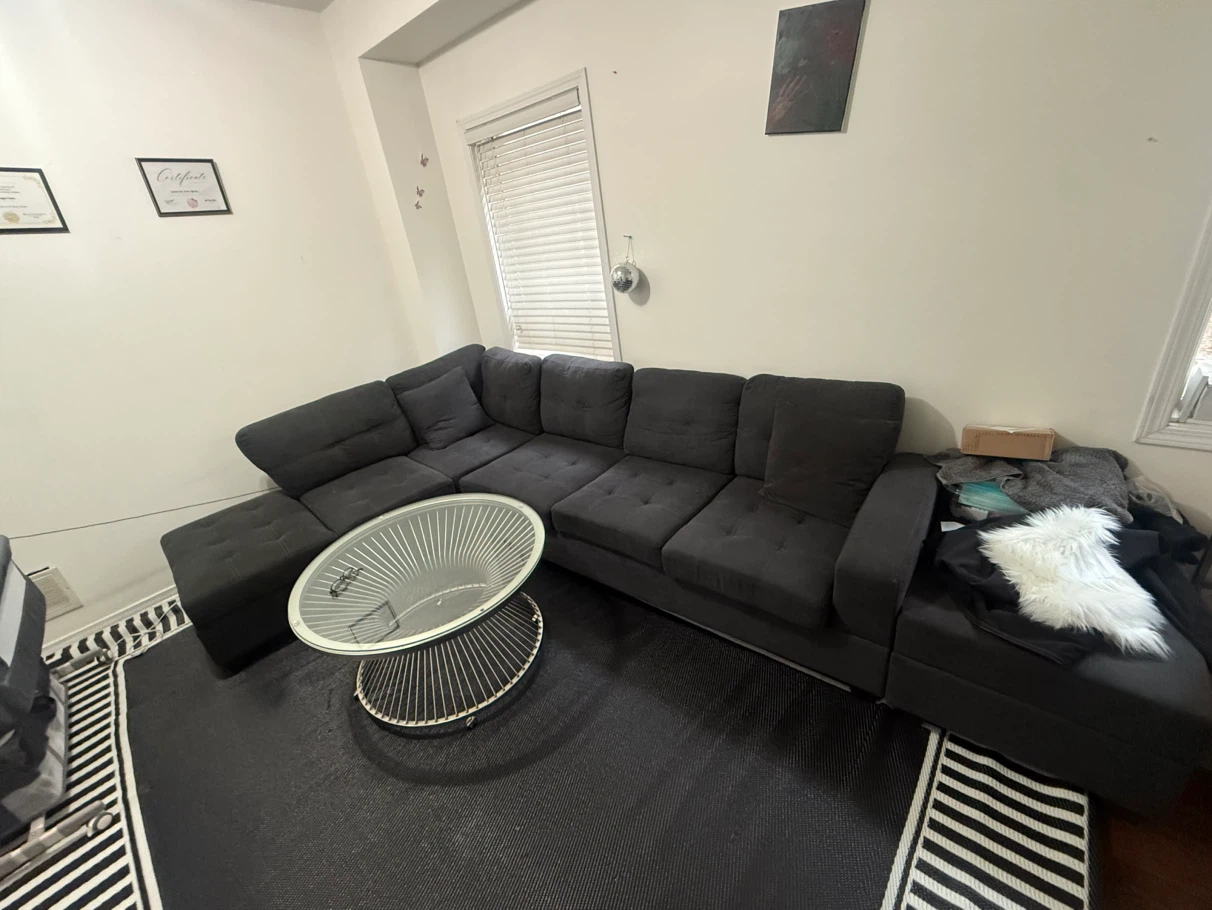 Sofa,ottoman plus Table with Metal Base