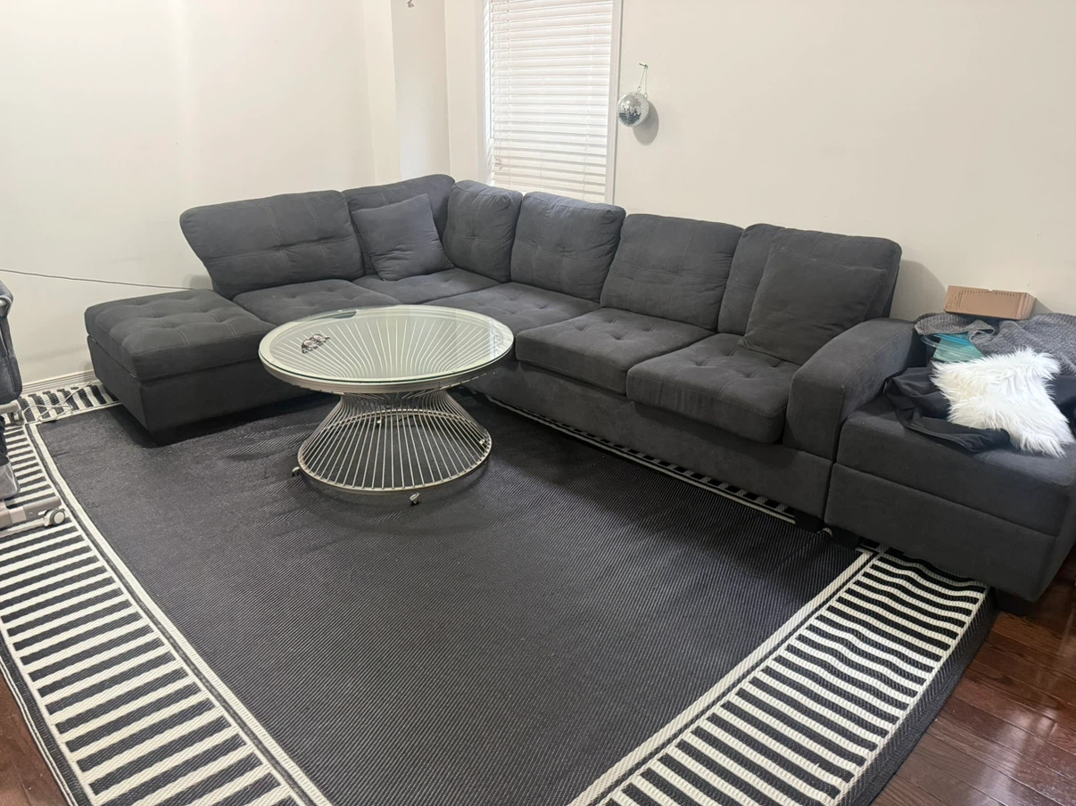 Sofa,ottoman plus Table with Metal Base - photo 3