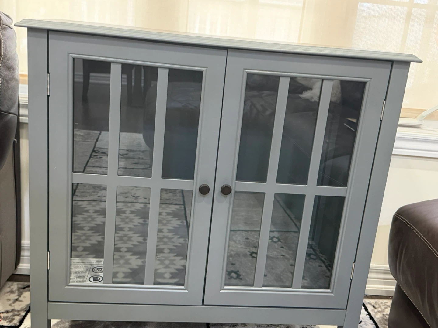 Grey Accent Cabinet with Glass Doors - photo 2