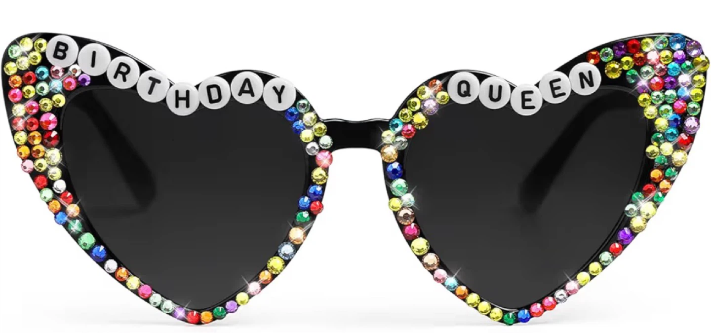 Birthday Queen Rhinestone Heart Sunglasses