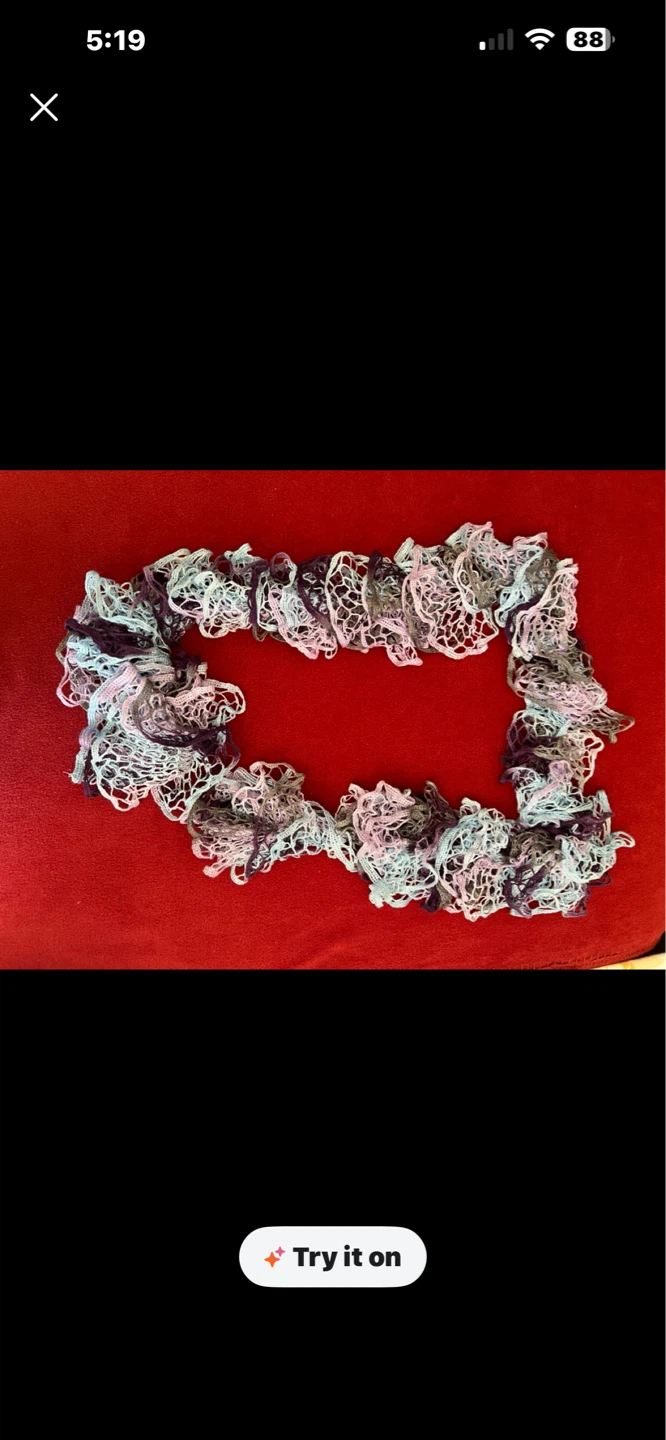 Multi-colour Crochet Ruffle Scarf