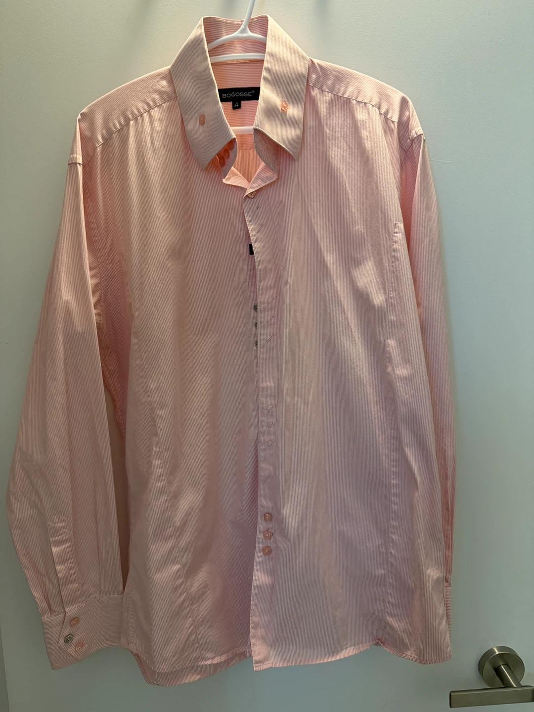 BOGOSSE Pink Striped Dress Shirt