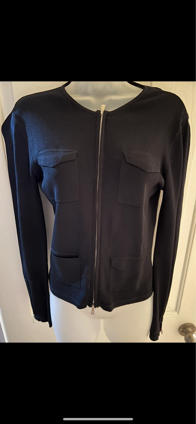 One Girl Who Black Zip-Up Cardigan Sweater