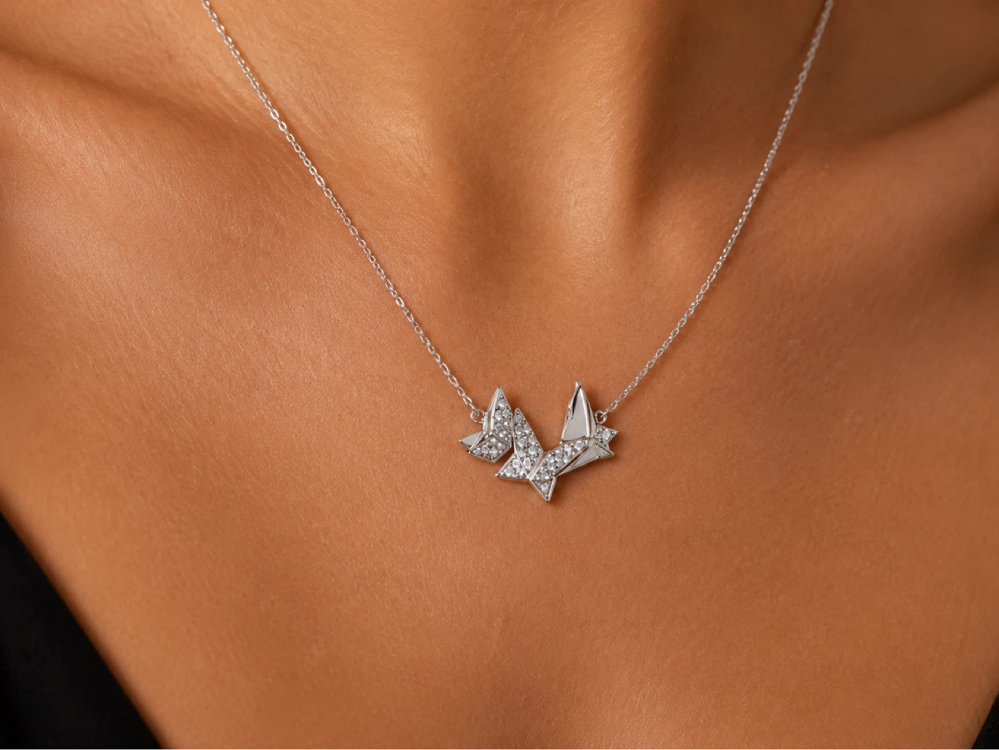 Swarovski Silver Tone Butterfly Necklace