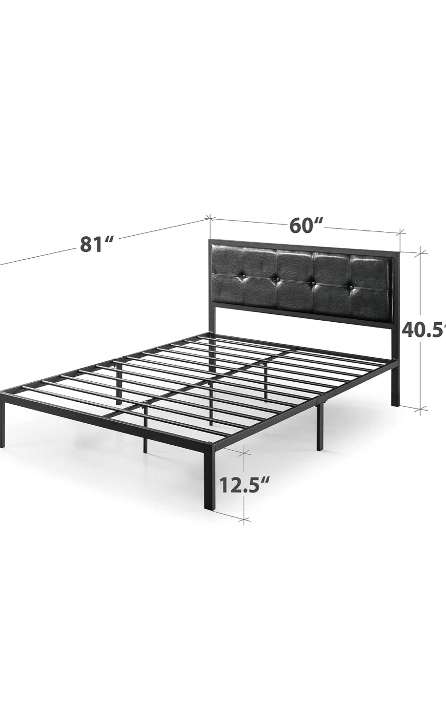 Zinus Black Queen Size Bed Frame with Headboard - photo 4