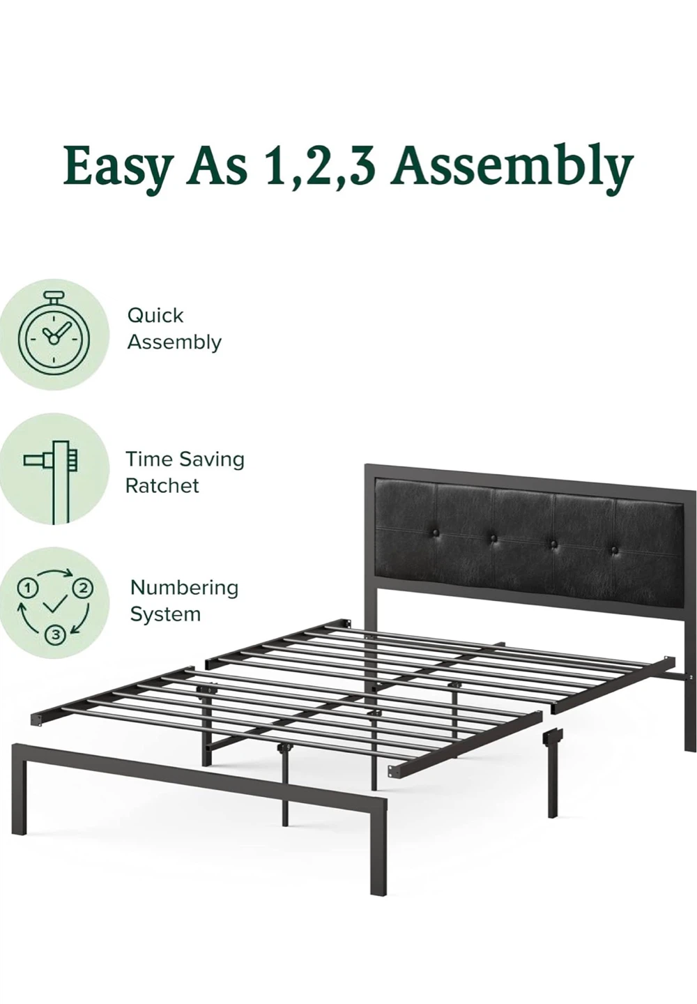 Zinus Black Queen Size Bed Frame with Headboard - photo 2