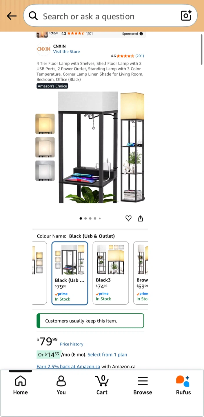 Modern Floor Lamp with Shelves, power outlet & USB Charging Port - photo 4