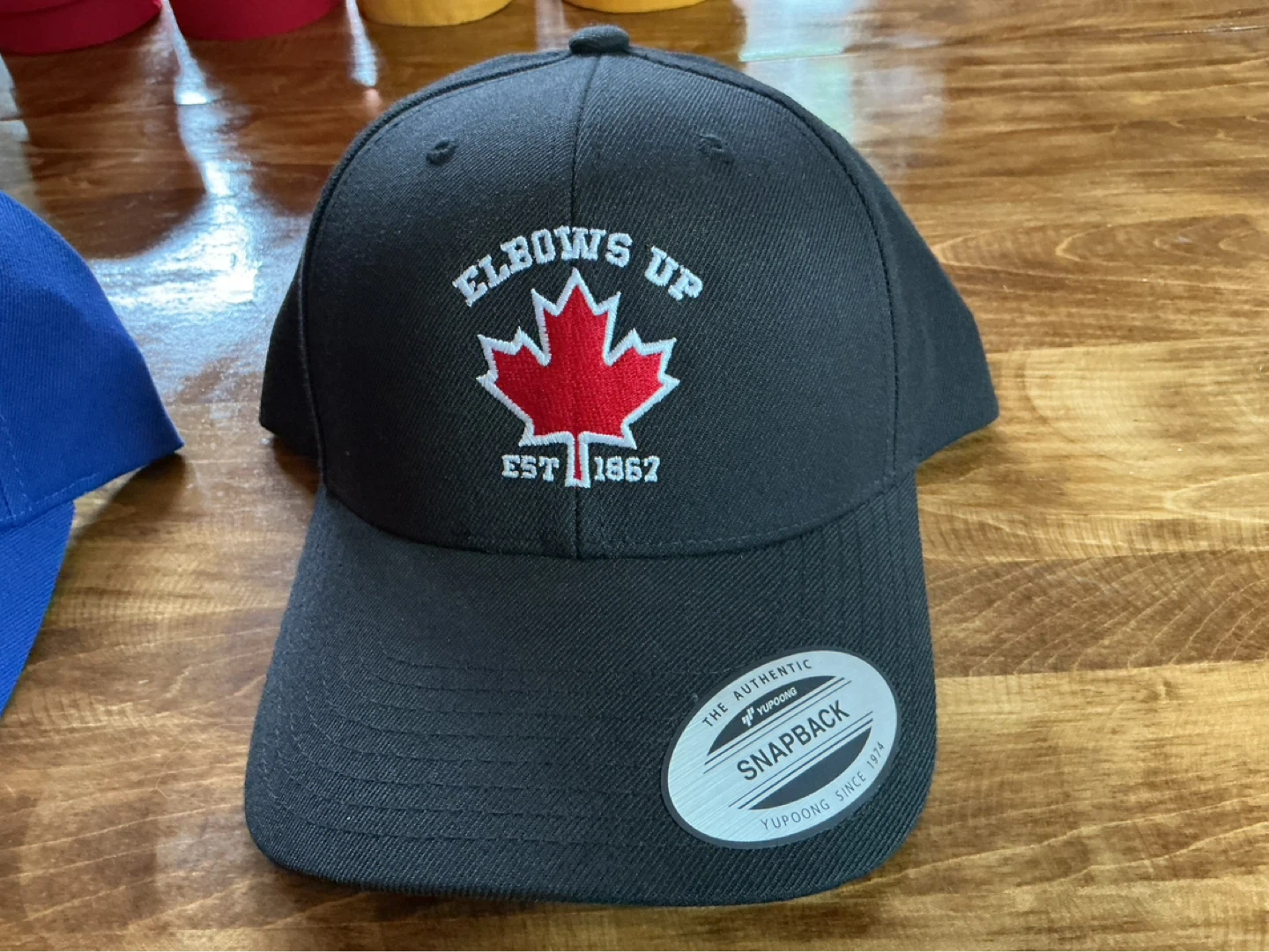 2 New THE AUTHENTIC YUPOONG SNAPBACK “ELBOWS UP” Ball Caps - photo 3