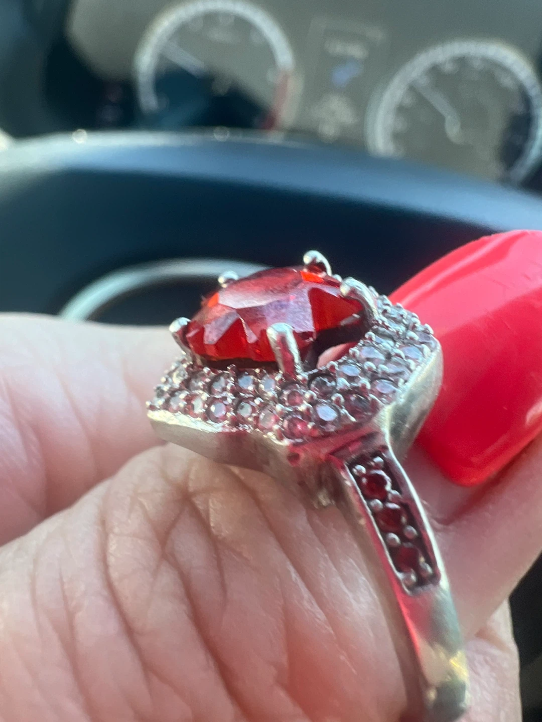 925 silver and Red garnet  Ring - photo 2