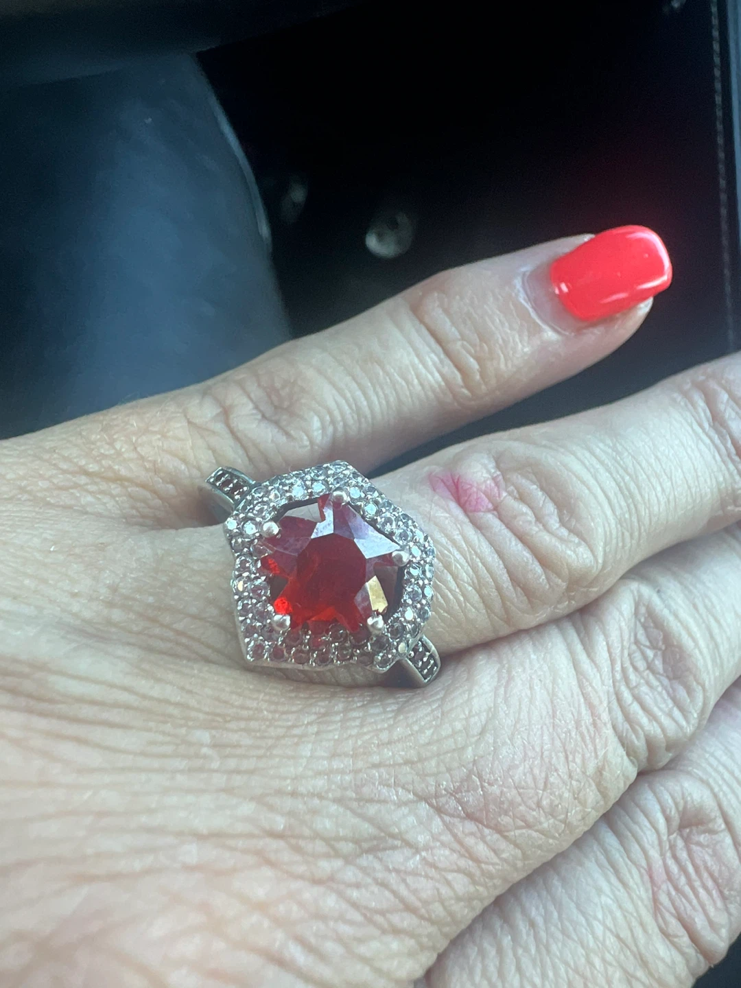 925 silver and Red garnet  Ring