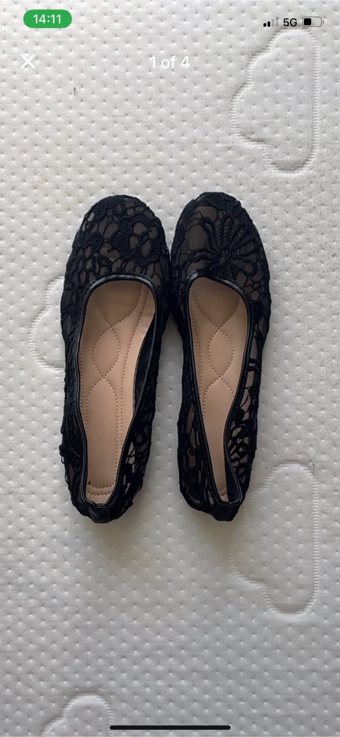 Black Lace Ballet Flats Size 42