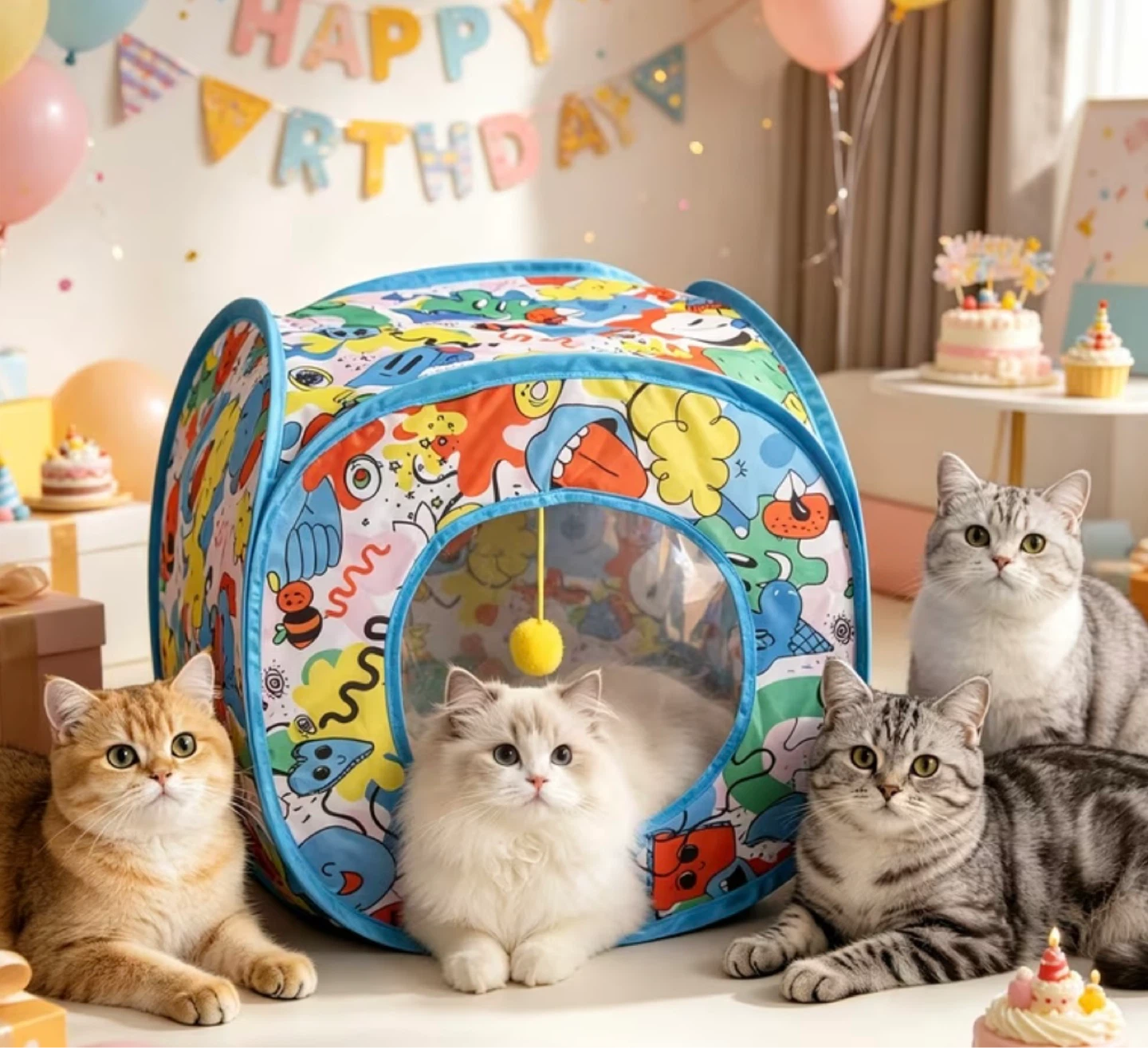 Collapsible Cat Tent Funhouse