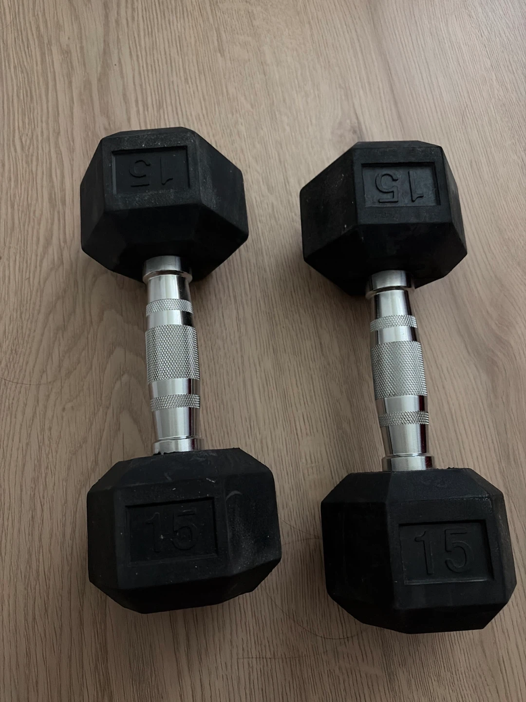 Pair of 15lb Hexagonal Dumbbells
