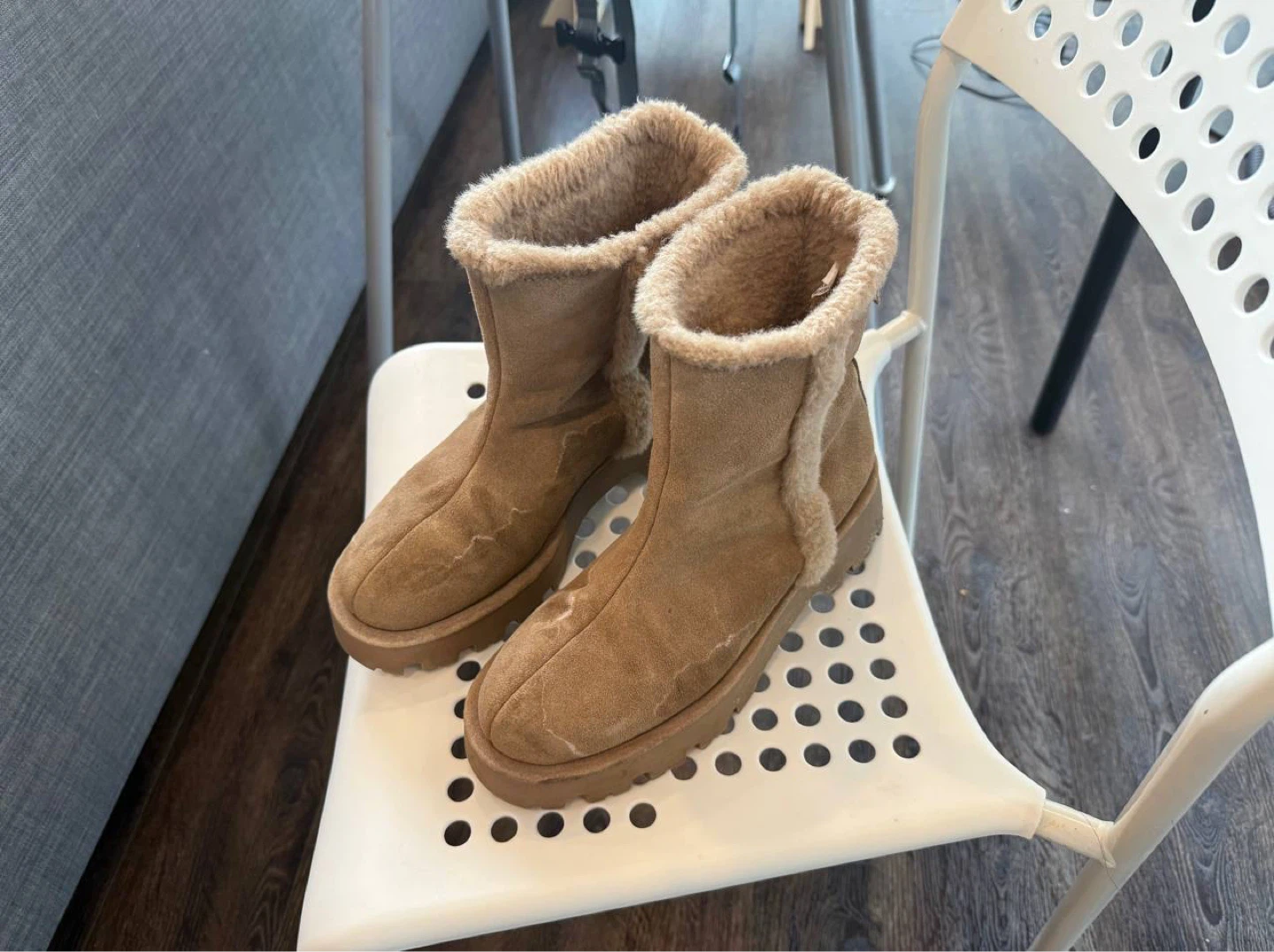Zara Brown Suede Shearling Boots - Size 7 - photo 2
