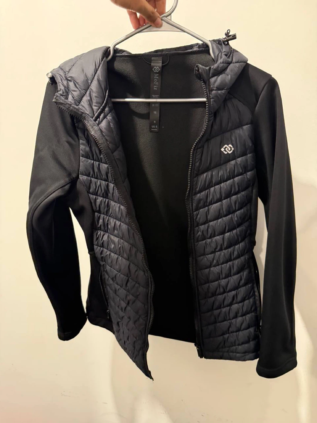 Mofiz Black Quilted Hooded Jacket - Size S