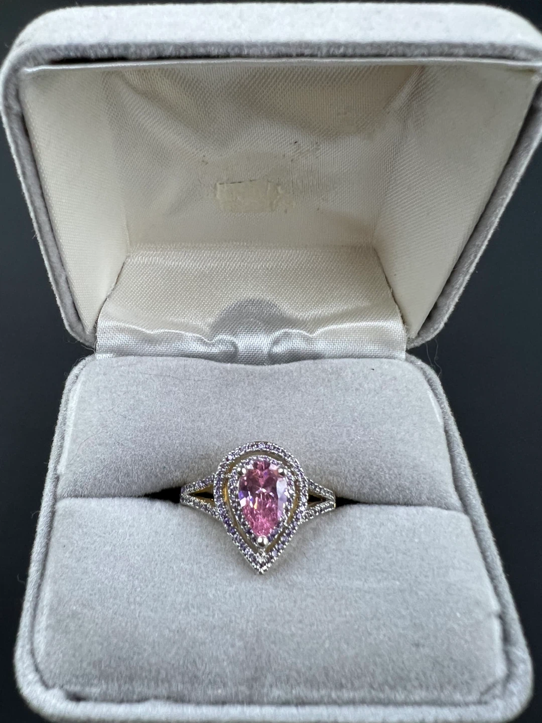 Gorgeous Pink Teardrop Statement Ring