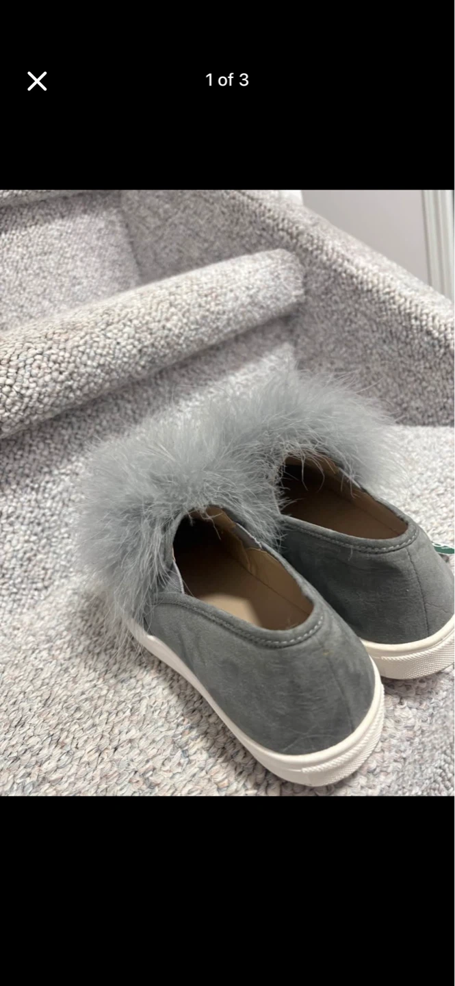 Steve Madden Grey Feather Accent Slip-On Sneakers