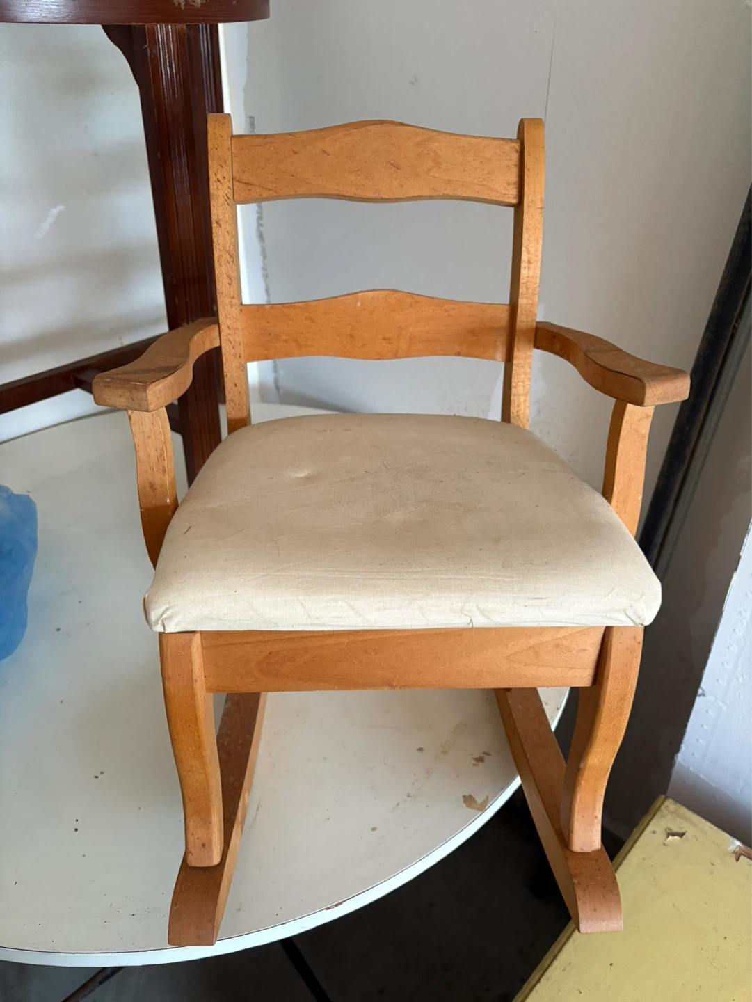 Child’s Wooden Rocking Chair with Padded Seat