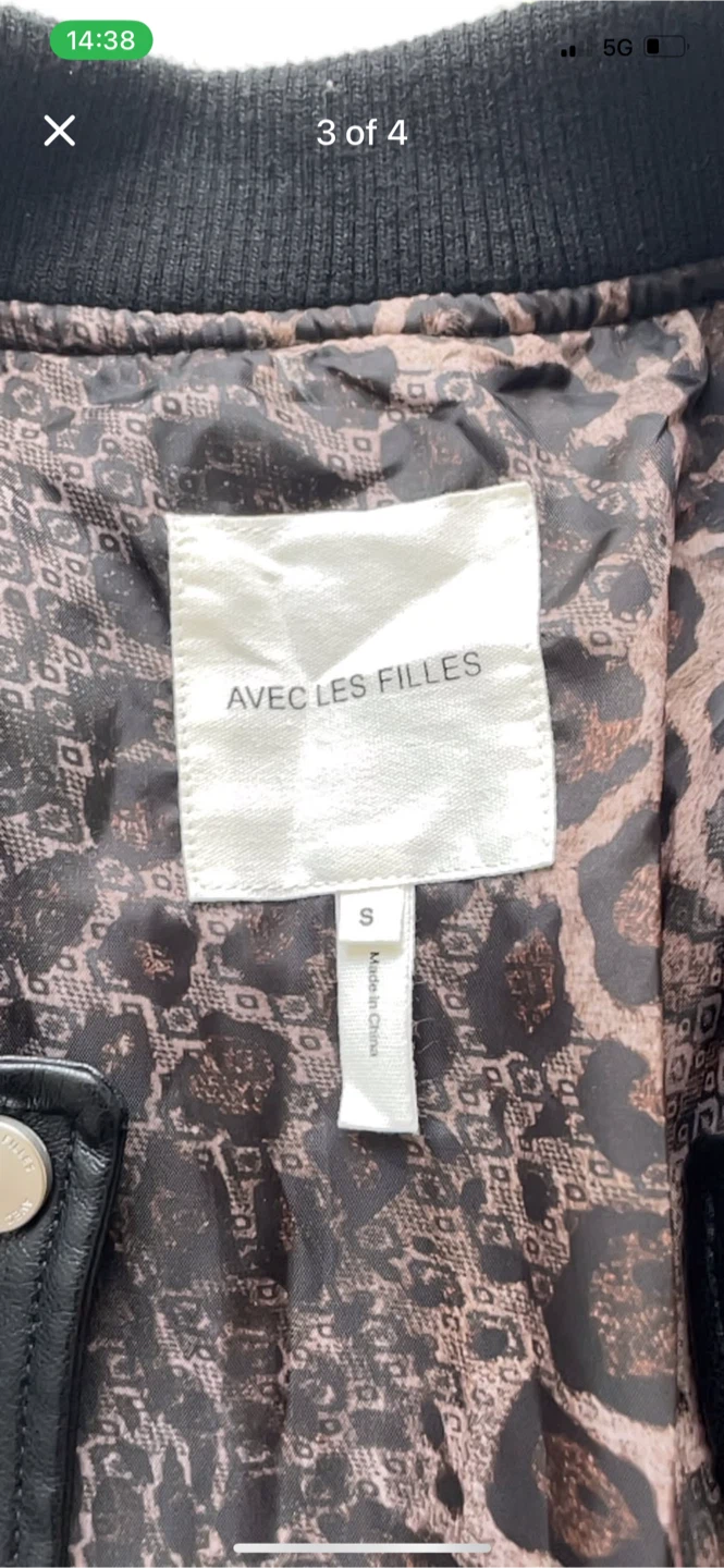 Avec Les Filles Black Faux Leather Bomber Jacket Size S - photo 3