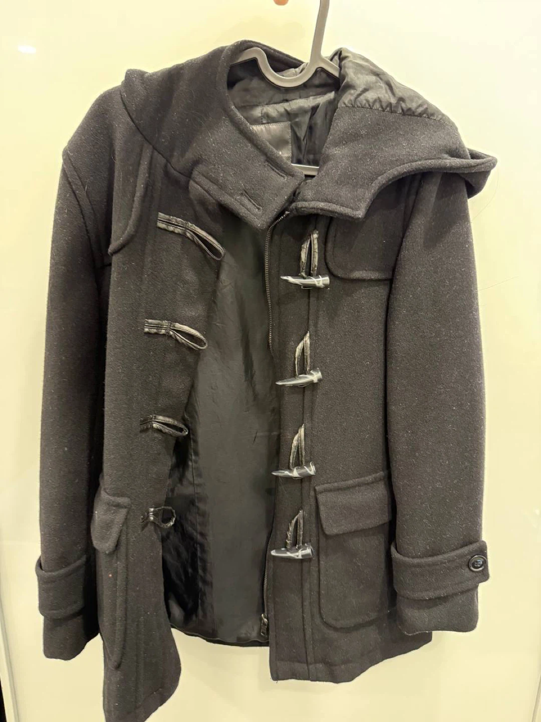 Bossini Black Duffle Coat with Toggle Closure