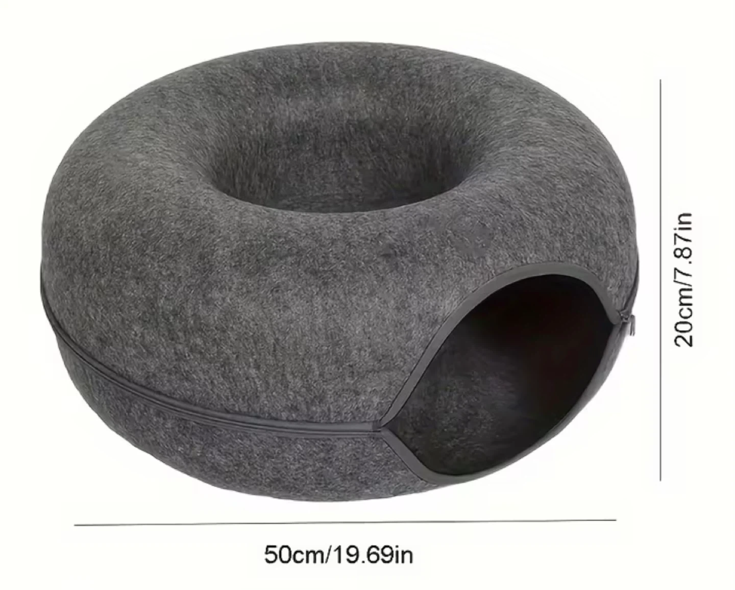 Grey Felt Donut Cat Bed House - photo 3