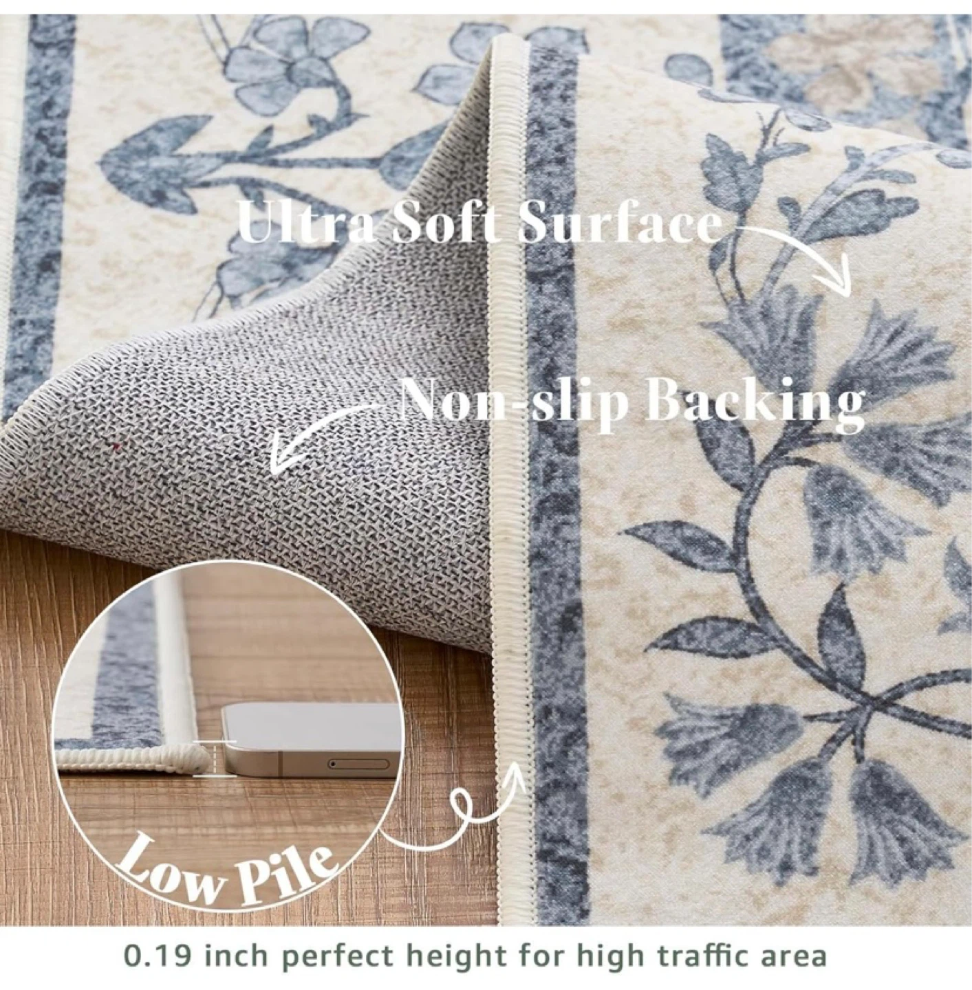New 3x5 Washable Area Rug Blue/Cream - photo 3