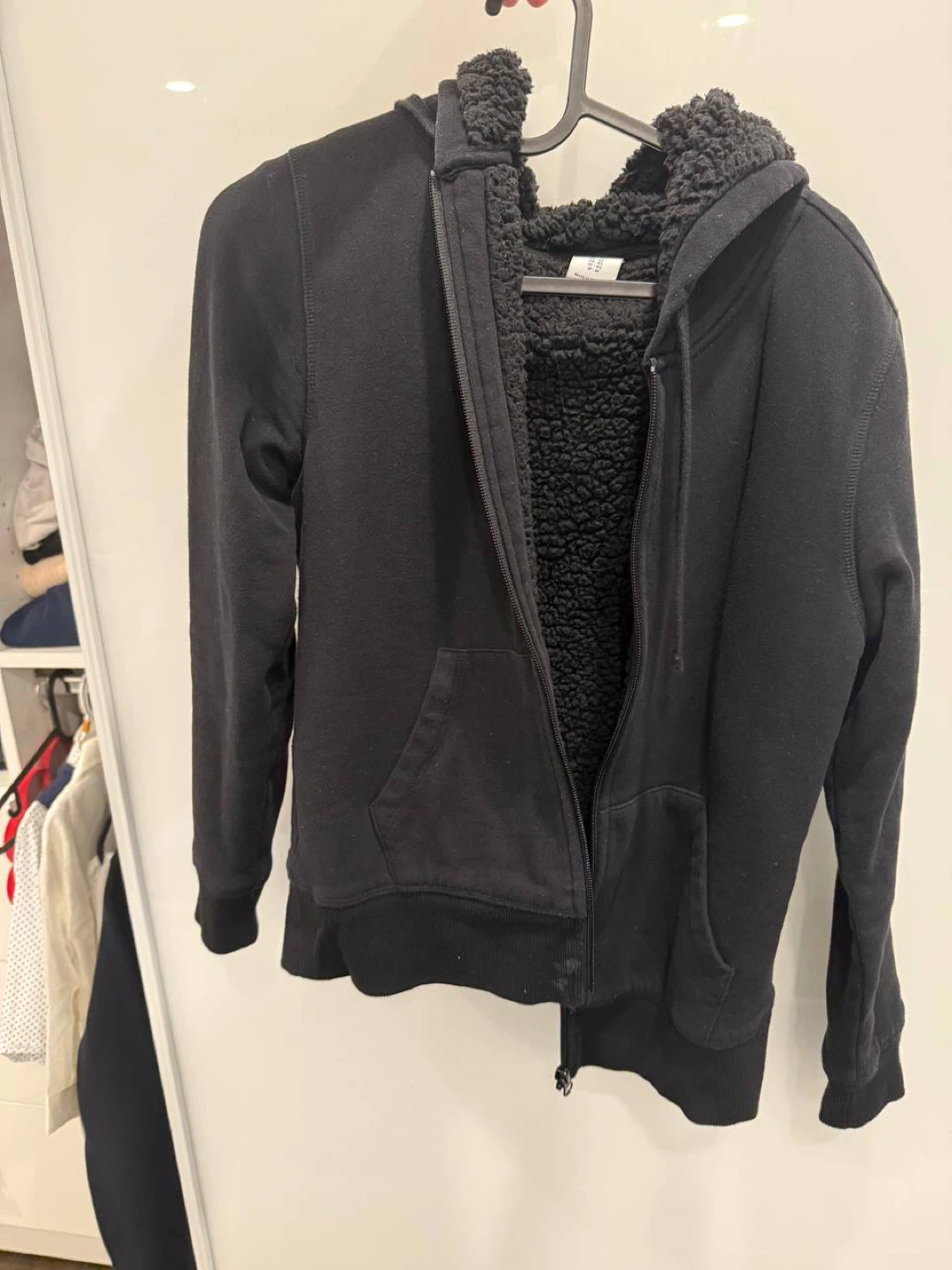 Black Sherpa Lined Zip-Up Hoodie