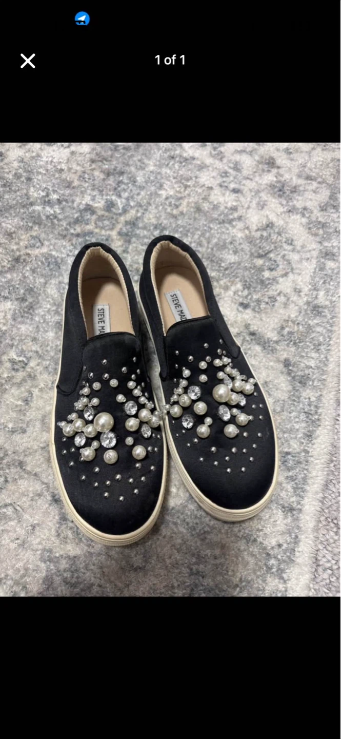 Steve Madden Black Embellished Slip-On Sneakers