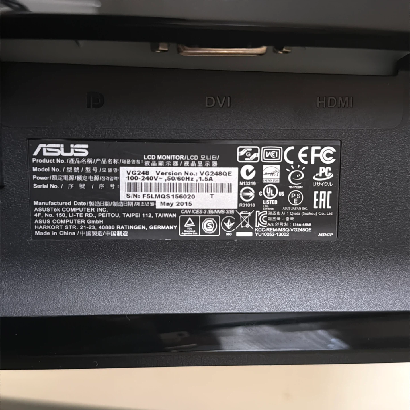 ASUS VG248QE 24" 144Hz 3D Vision Ready Gaming Monitor - photo 4