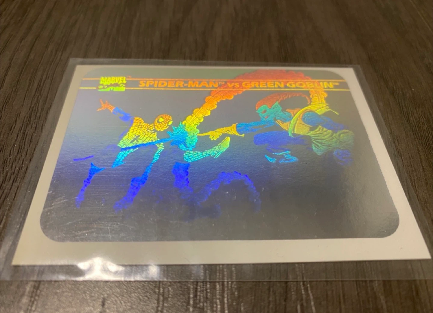 Marvel Universe Hologram Card Spider-Man vs Green Goblin 1990