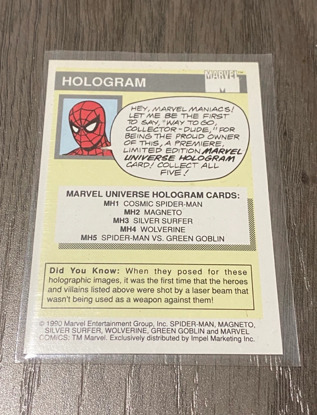 Marvel Universe Hologram Card Spider-Man vs Green Goblin 1990 - photo 2
