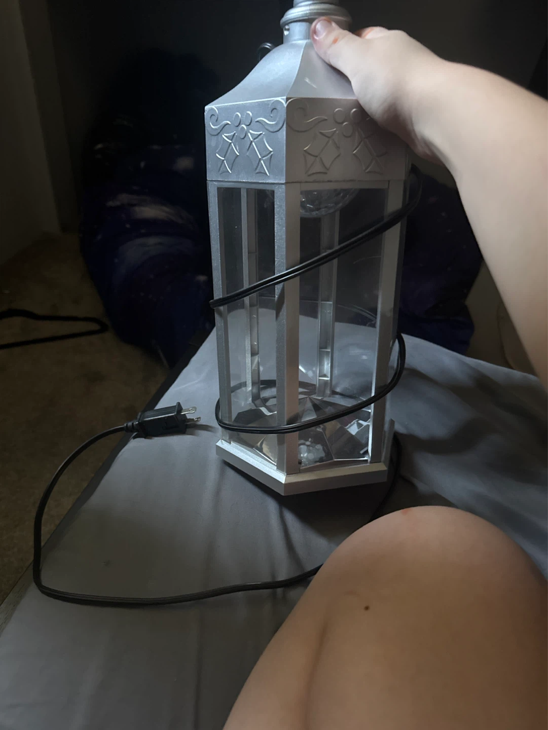 Silver Decorative Lantern with Light