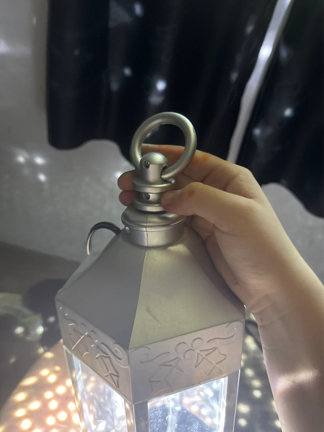 Silver Decorative Lantern with Light - photo 3
