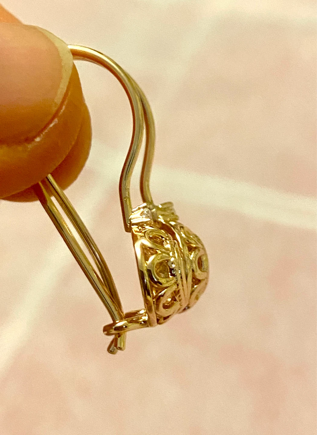 Gold tone dangle earrings with clear stones - photo 4