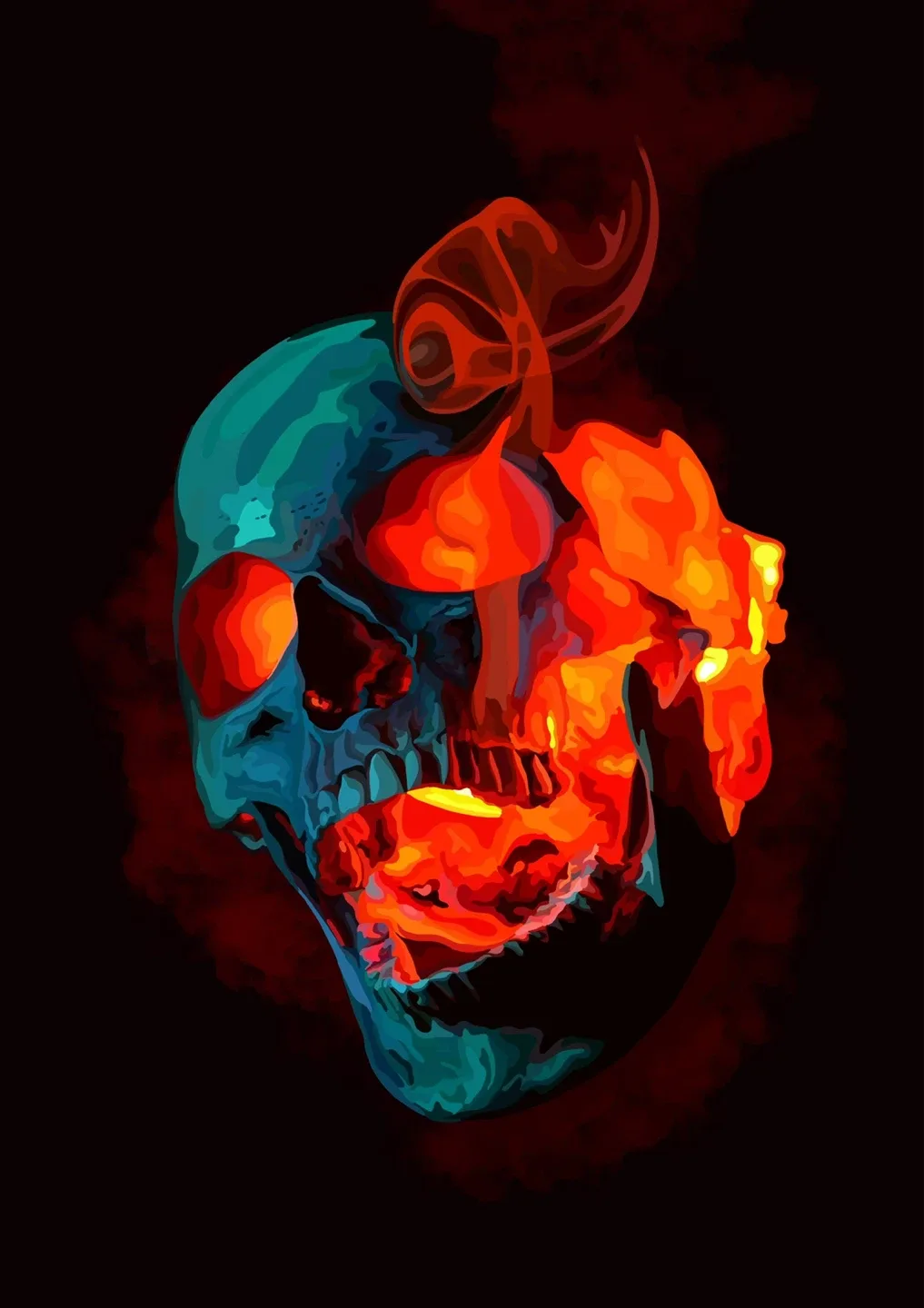 Art Print - Skull with Flames - photo 2