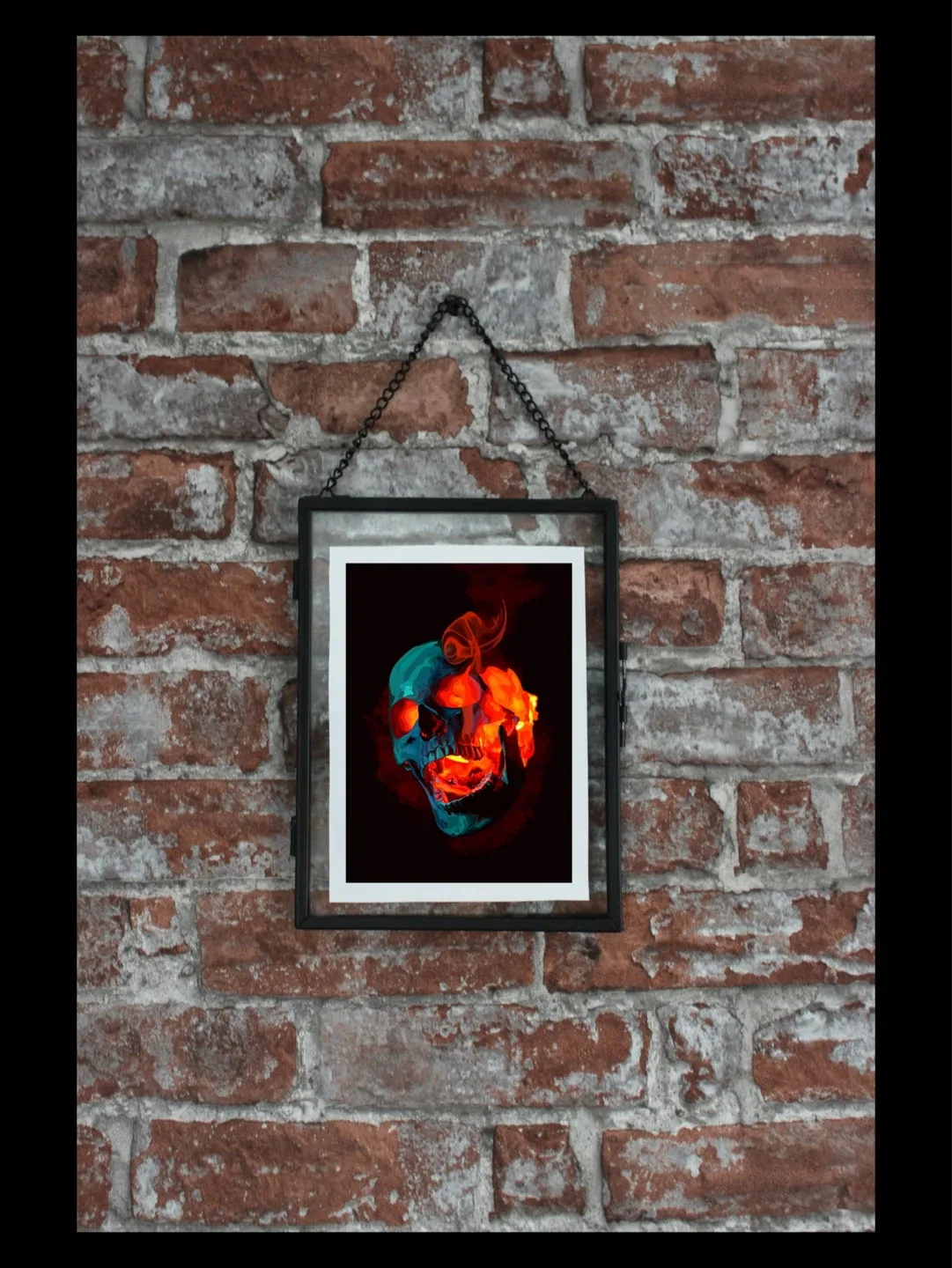Art Print - Skull with Flames