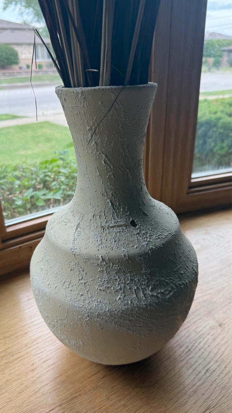 Textured Beige Vase with Dried Grasses Arrangement - photo 4